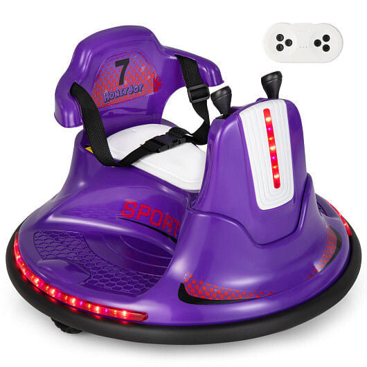 12V Kids Ride On Bumper Car with Remote Control Lights and Music-Blue-14