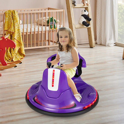 12V Kids Ride On Bumper Car with Remote Control Lights and Music-Blue-15