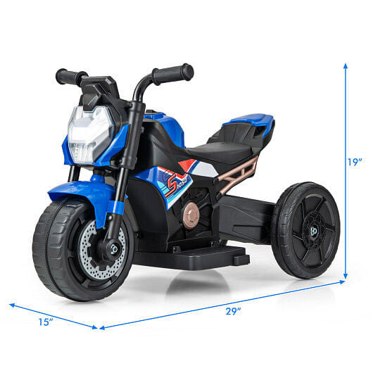 Kids Ride-on Motorcycle 6V Battery Powered Motorbike with Detachable Training Wheels-Blue-2
