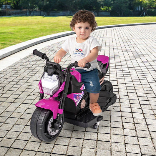 Kids Ride-on Motorcycle 6V Battery Powered Motorbike with Detachable Training Wheels-Blue-6