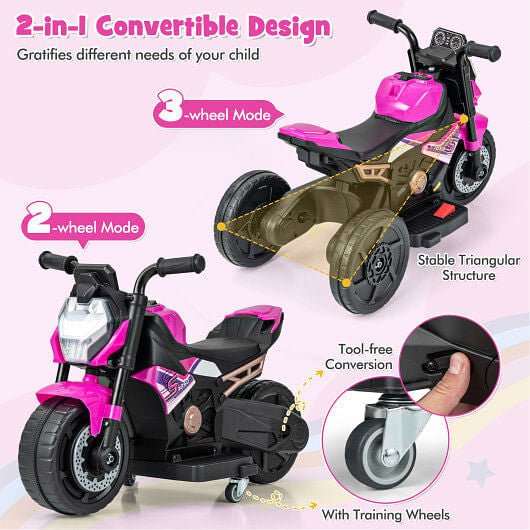 Kids Ride-on Motorcycle 6V Battery Powered Motorbike with Detachable Training Wheels-Blue-8