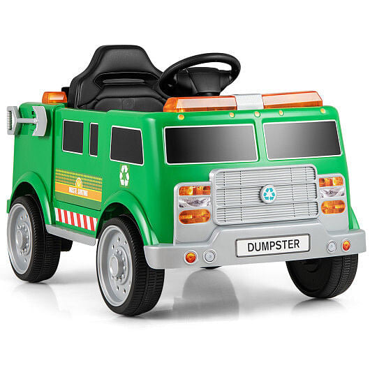 12V Battery Powered Electric Vehicle with Remote Control and Trash Bin-Green-4