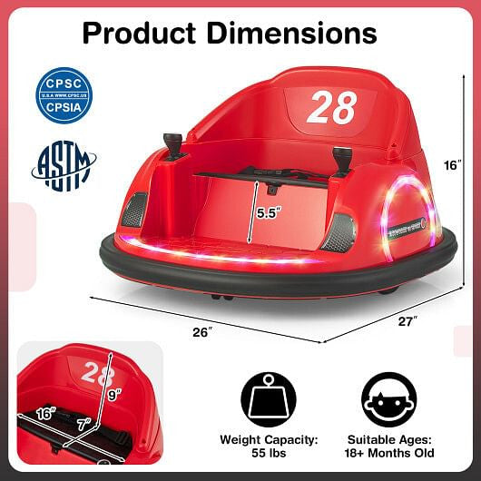 12V 360 Ride on Bumper Car for Toddlers with Remote Control-Light Blue-13