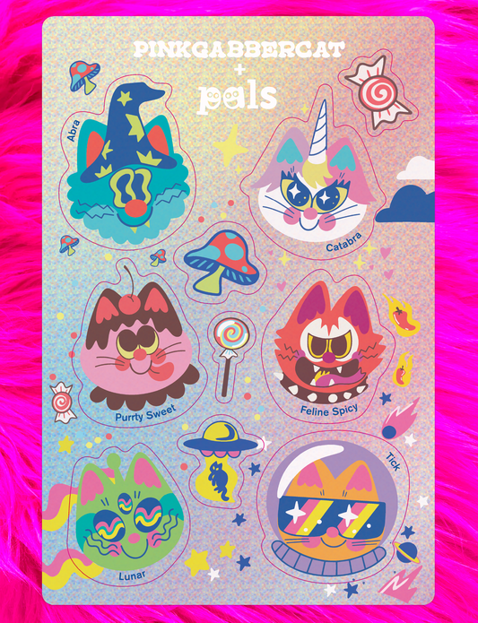 NEW! Pinkgabbercat Glitter Sticker Sheet-0