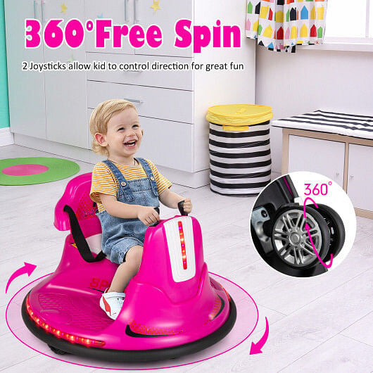 12V Kids Ride On Bumper Car with Remote Control Lights and Music-Blue-6