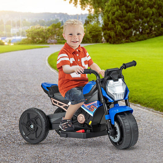 Kids Ride-on Motorcycle 6V Battery Powered Motorbike with Detachable Training Wheels-Blue-0