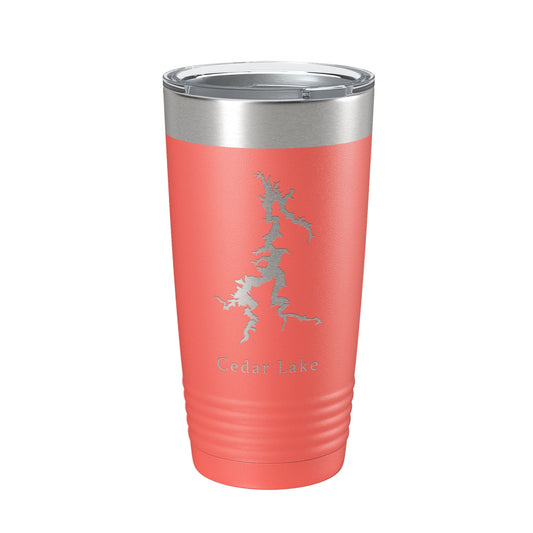 Cedar Lake Map Tumbler Travel Mug Insulated Laser Engraved Coffee Cup Illinois 20 oz-20