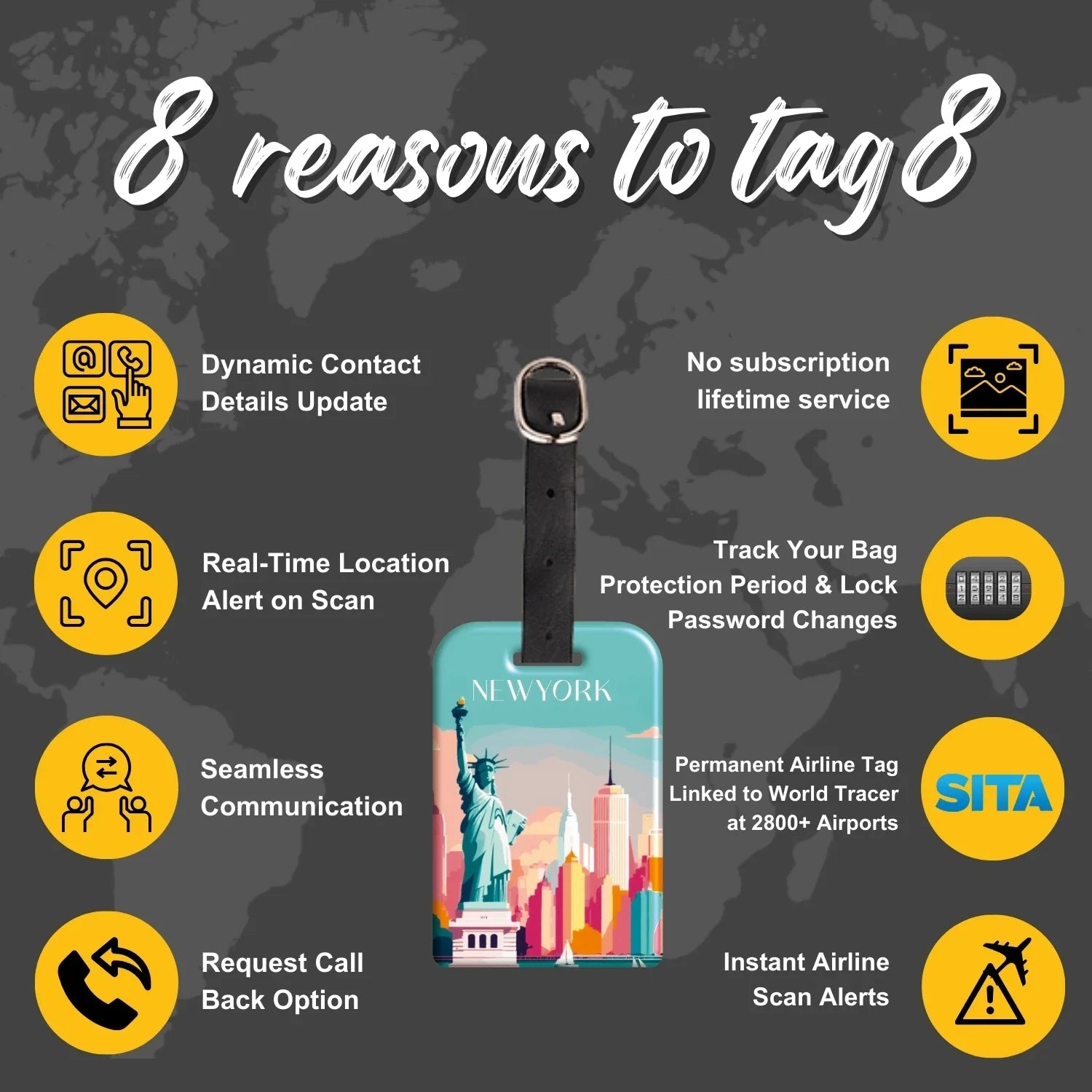 Smart Bag Security Tag-New York [Pack 2]-3
